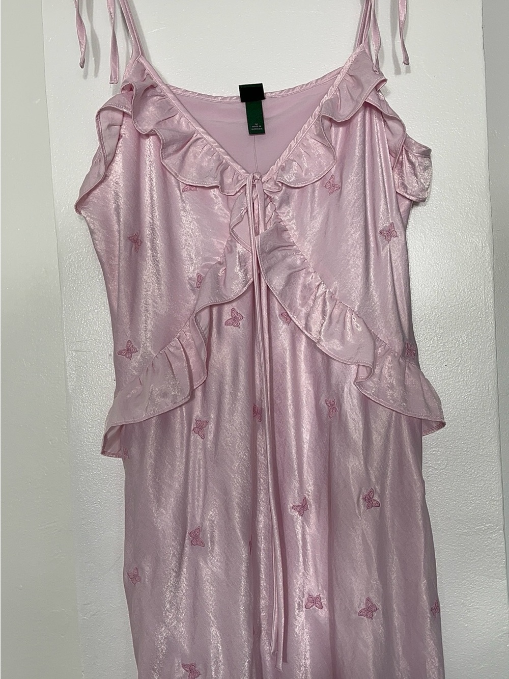 wild fable Pink Ruffle Butterfly Satin dress